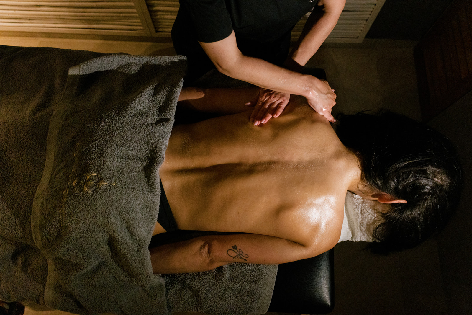 Couples massage Naxos overhead view